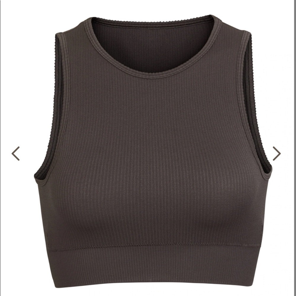 NWT - SKIMS - STRETCH RIB HIGH NECK BRA - SOOT